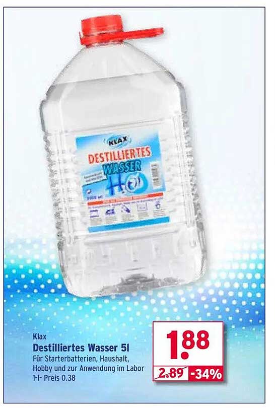 Klax Destilliertes Wasser 5L