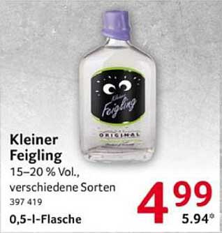 Kleiner Feigling 0,5 l Flasche, verschiedene Sorten