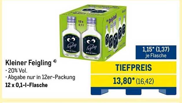 Kleiner Feigling – 12 x 0,1 l-Flasche – Tiefpreis