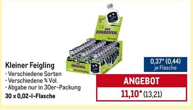 Kleiner Feigling – 30 x 0,02-l-Flasche
