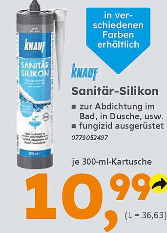 Knauf Sanitär-Silikon - zur Abdichtung im Bad, in Dusche, usw.