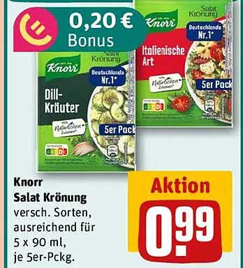 Knorr Salat Krönung - verschiedene Sorten für nur 0,99 €