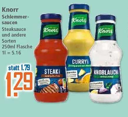 Knorr Schlemmer-Saucen - Steak, Curry und Knoblauch 250ml Flasche