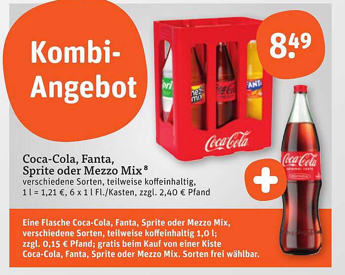 Kombi-Angebot: Coca-Cola, Fanta, Sprite oder Mezzo Mix
