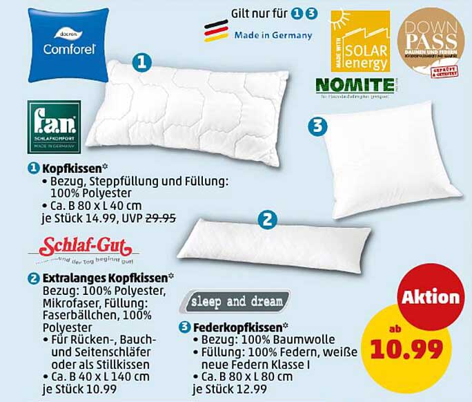 Kopfkissen Aktion - ab 10,99 €