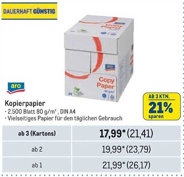 Kopierpapier ARO - 2.500 Blatt 80 g/m², DIN A4