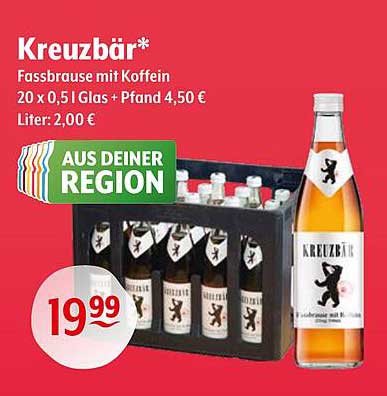 Kreuzbär Fassbrause mit Koffein 20 x 0,5 l