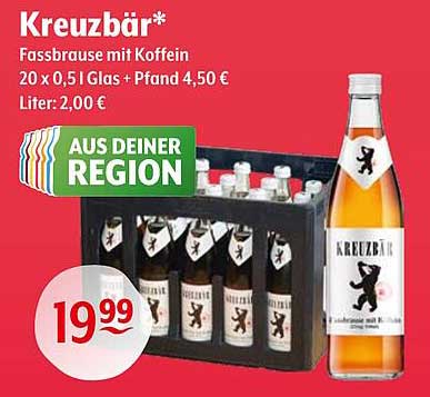 Kreuzbär Fassbrause mit Koffein 20 x 0,5 l