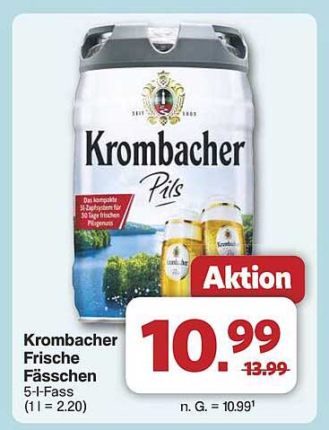 Krombacher Frische Fässchen 5-l-Fass (1 l = 2,20)