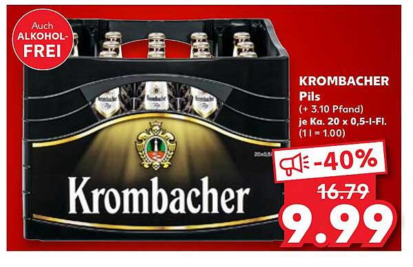 KROMBACHER Pils - 20 x 0,5-Liter Flasche im Kästen