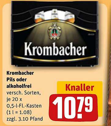 Krombacher Pils oder alkoholfrei – verschiedene Sorten, 20 x 0,5 l-Fl.-Kasten