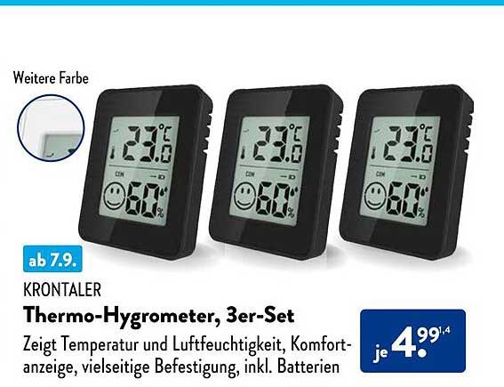 Krontaler Thermo-Hygrometer, 3er-Set