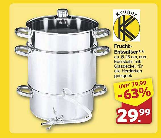 Krüger Frucht-Entsafter aus Edelstahl – Jetzt zum Sparpreis!
