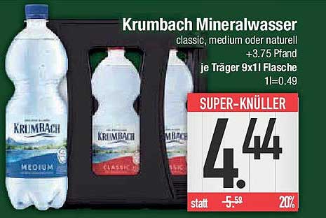 Krumbach Mineralwasser 9 x 1,5 L - classic, medium oder naturtrüb