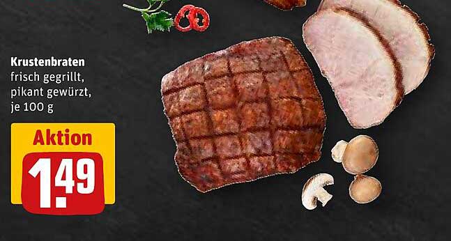 Krustenbraten frisch gegrillt, pikant gewürzt, je 100 g