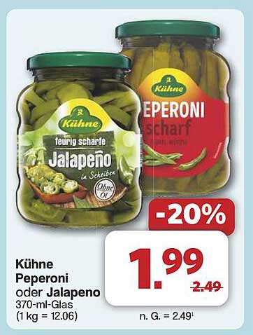 Kühne Peperoni oder Jalapeno 370-ml-Glas