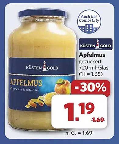 KÜSTEN GOLD Apfelmus 720-ml-Glas - jetzt 30% günstiger!