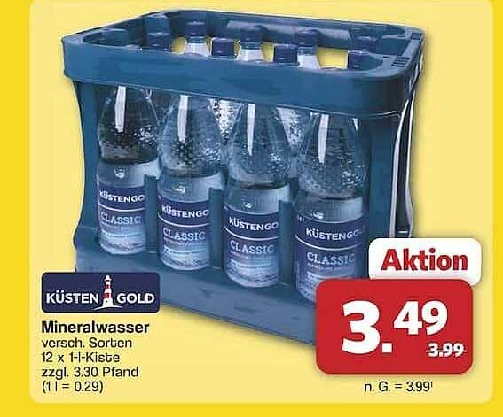 KÜSTEN GOLD Mineralwasser 12 x 1,1-Liter-Kiste