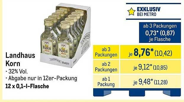 Landhaus Korn 0,1 l Flasche (12er-Pack)