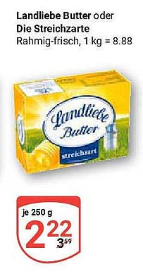 Landliebe Butter oder Die Streichzarte, rahmig-frisch, 250 g