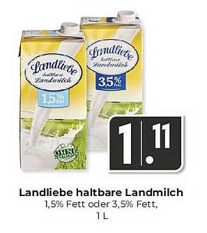 Landliebe haltbare Landmilch 1,5% Fett oder 3,5% Fett, 1 L