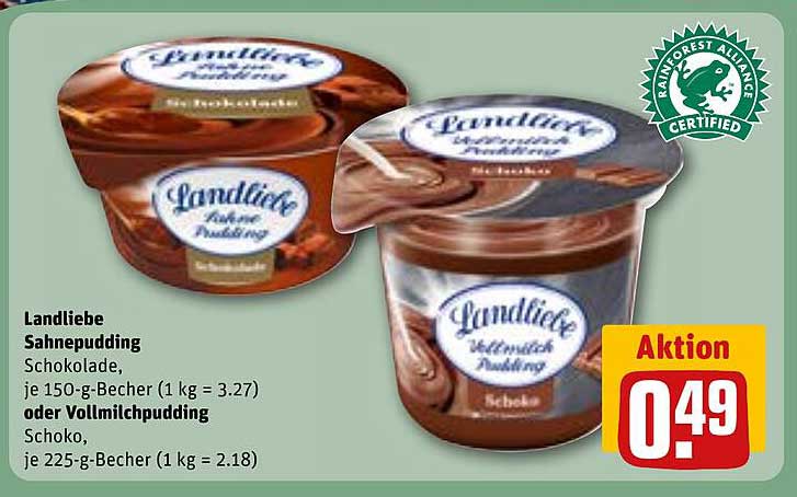 Landliebe Sahnepudding Schokolade oder Vollmilchpudding