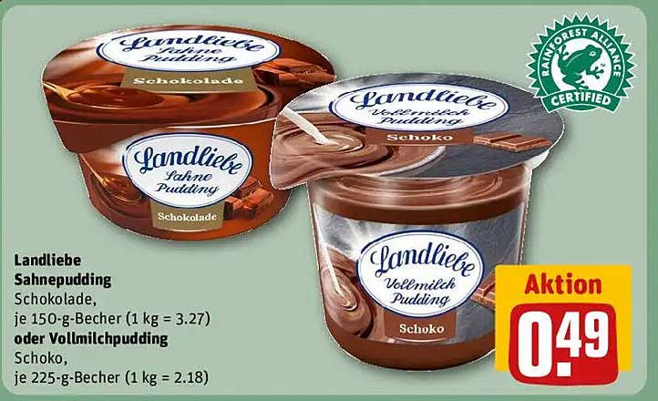 Landliebe Sahnepudding Schokolade oder Vollmilchpudding Schoko