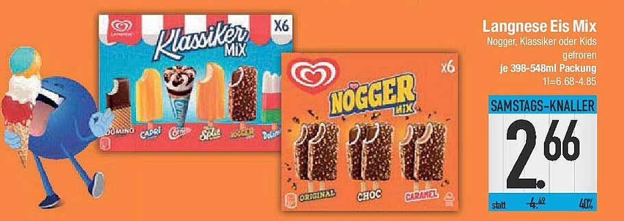 Langnese Eis Mix - Klassiker oder Nogger Mix, 6 x 398-548ml
