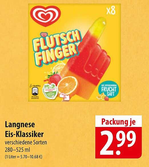 Langnese Flutschfinger Eis-Klassiker 8er Pack