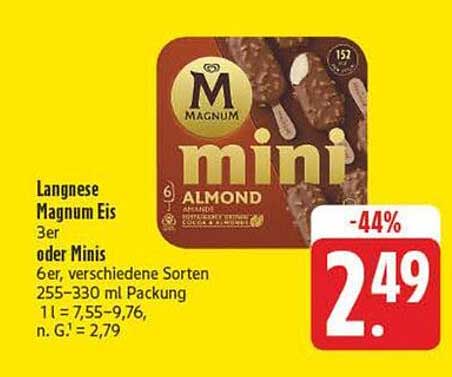 Langnese Magnum Eis 3er oder Minis 6er, verschiedene Sorten