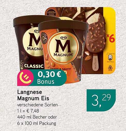 Langnese Magnum Eis 440 ml Becher oder 6 x 100 ml Packung