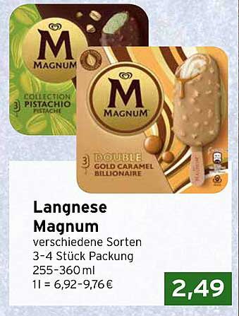 Langnese Magnum in verschiedenen Sorten – 3-4 Stück Packung