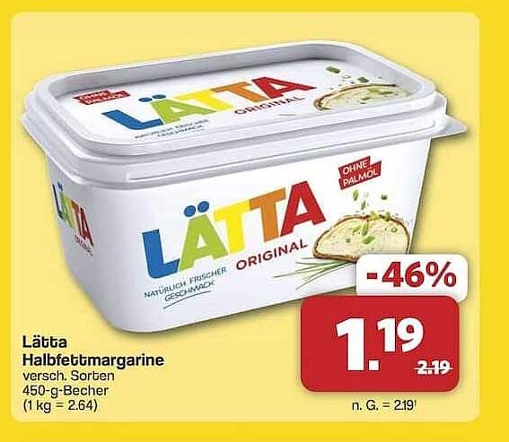Lätta Halbebtmargarine 450-g-Becher