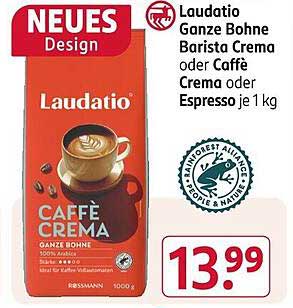 Laudatio Ganze Bohne Barista Crema oder Caffè Crema oder Espresso je 1 kg