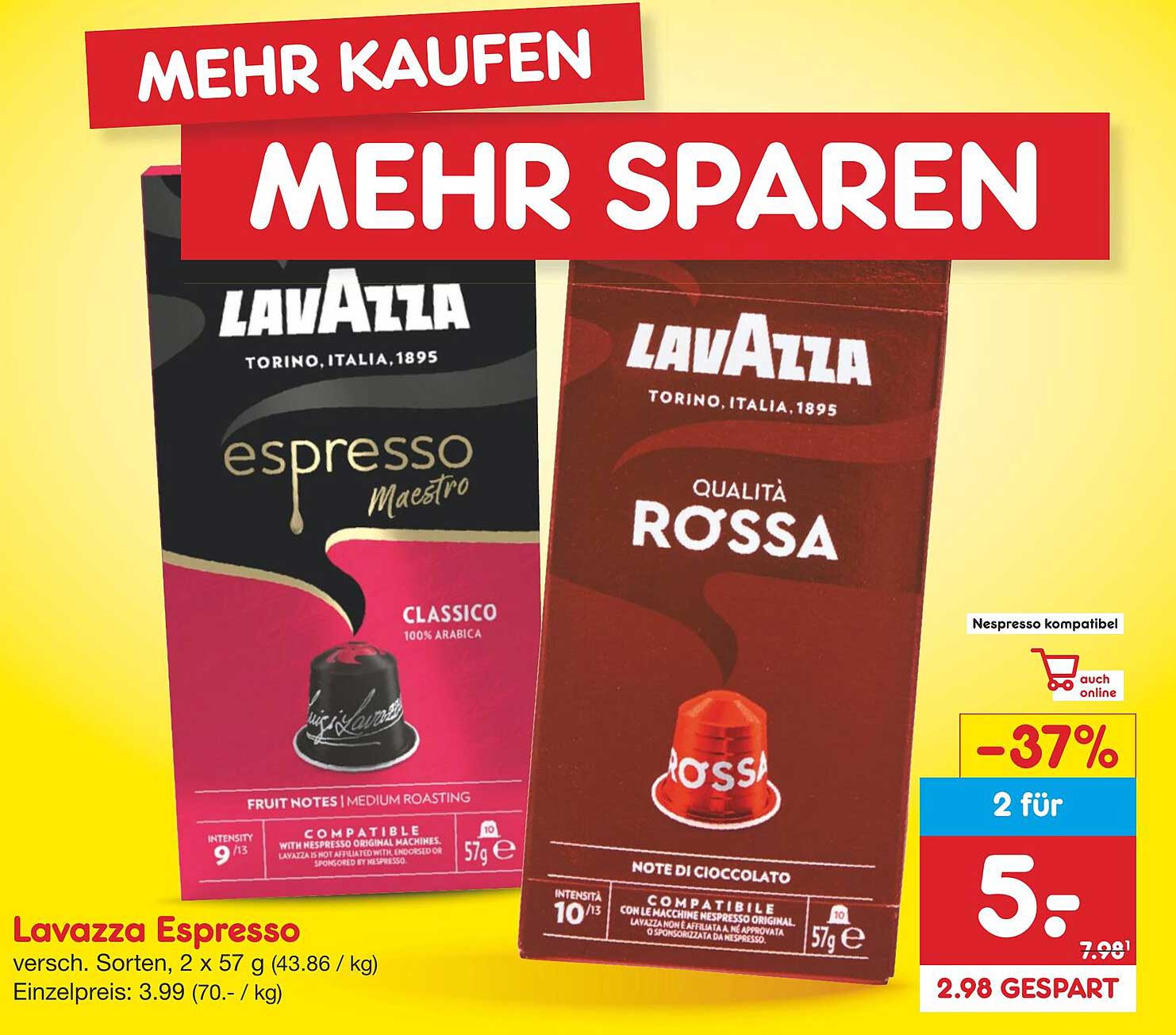 Lavazza Espresso, 2 x 57 g