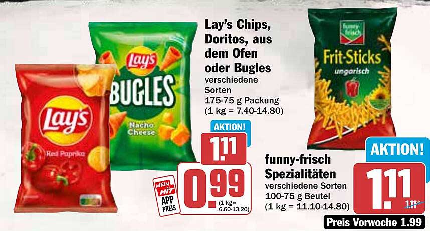 Lay's Chips, Doritos, aus dem Ofen oder Bugles - verschiedene Sorten (175-75 g)