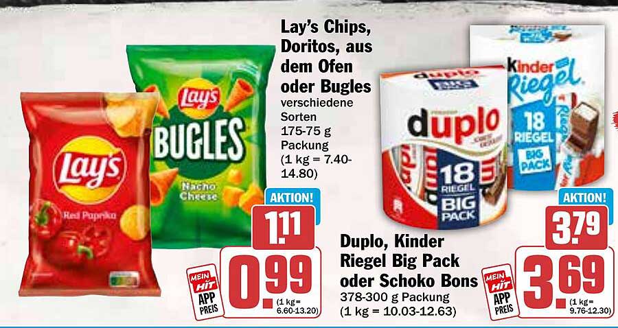 Lay’s Chips, Doritos, Bugles – verschiedene Sorten