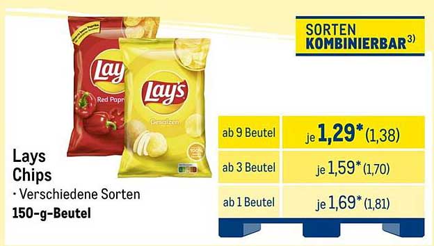 Lays Chips – Verschiedene Sorten 150-g-Beutel
