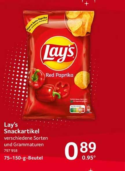 Lay's Snackartikel - verschiedene Sorten und Grammaturen