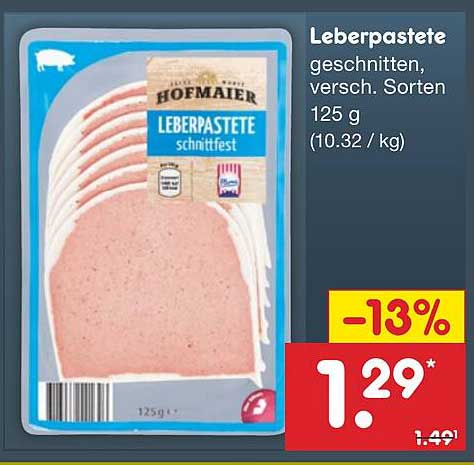 Leberpastete geschnitten, verschiedenen Sorten, 125 g
