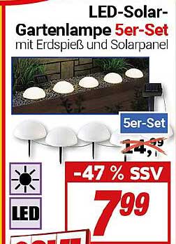 LED-Solar-Gartenlampe 5er-Set mit Erdspieß und Solarpanel