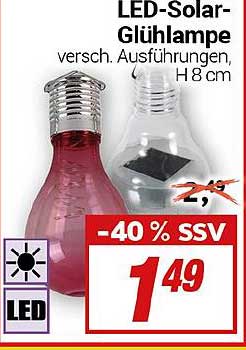 LED-Solar-Glühlampe verschiedene Ausführungen, H 8 cm