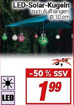 LED-Solar-Kugeln zum Aufhängen, Ø 10 cm