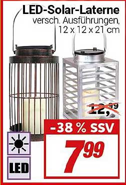 LED-Solar-Laterne – verschiedene Ausführungen, 12 x 12 x 21 cm