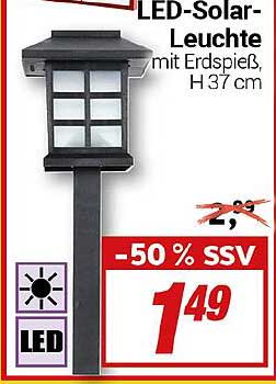 LED-Solar-Leuchte mit Erdspieß, H 37 cm