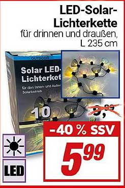 LED-Solar-Lichterkette für drinnen und draußen, L 235 cm
