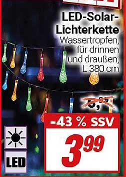LED-Solar-Lichterkette Wassertröpfchen, für drinnen und draußen, L 380 cm