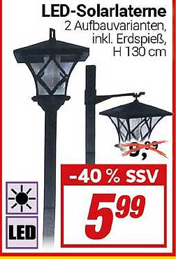 LED-Solarlaterne 2 Aufbauvarianten, inkl. Erdspieß, H 130 cm