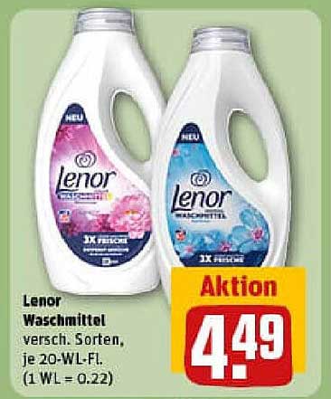 Lenor Waschmittel versch. Sorten, je 20-WL-Fl.