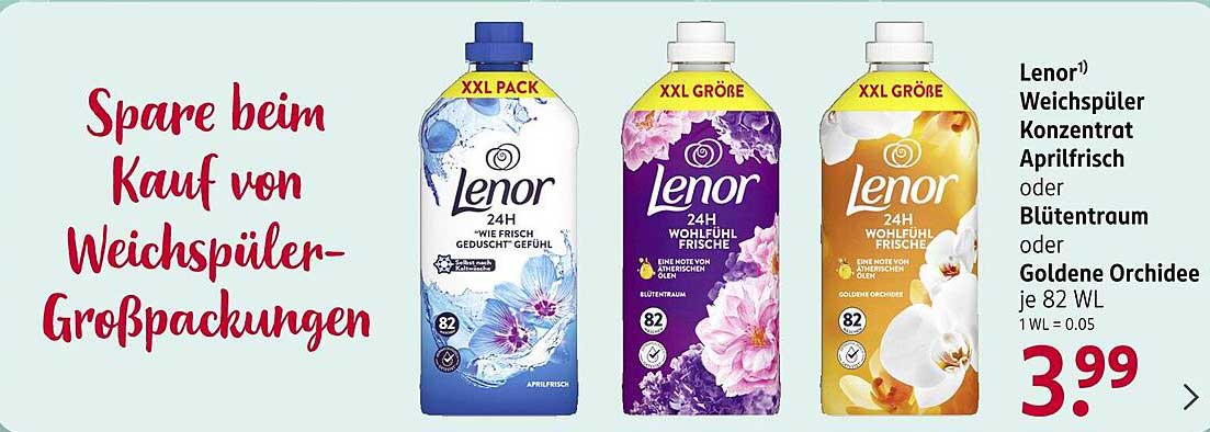 Lenor Weichspüler Konzentrat Aprilfrisch oder Blütentraum 82 WL